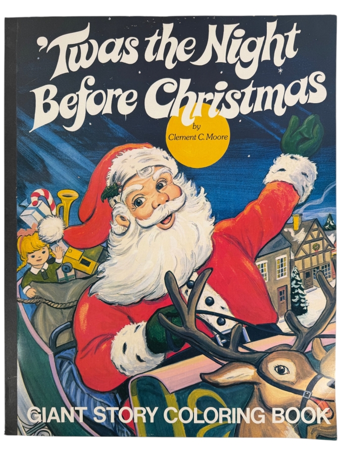 Just Added - Vintage 1977 'Twas the Night Before Christmas by Clement C. Moore Giant Story Coloring Book

