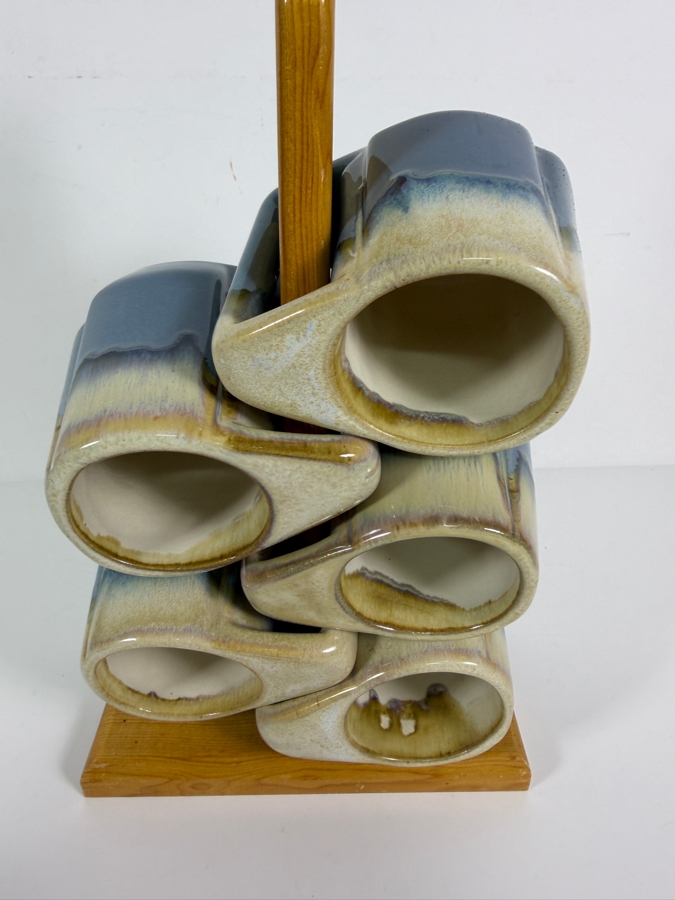 Just Added - (5) Mexican Ceramic Coffee Cups with Display Stand by Artist Rodolfo Padilla [Photo 2]