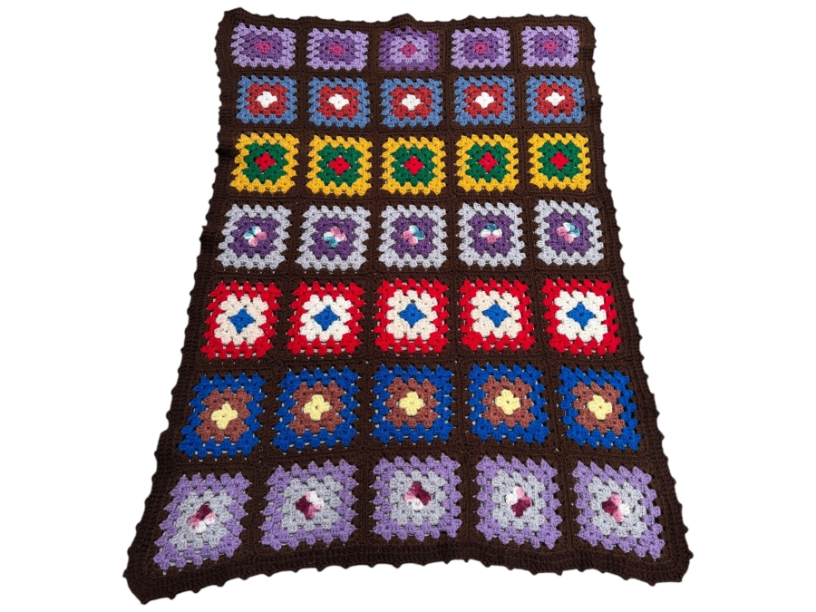 Just Added - Handmade Crochet Throw Blanket 43 X 30