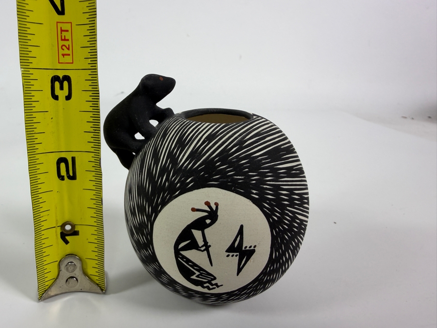 Just Added - Jennifer Vallo Acoma, NM Small Native American Pottery Jar with Bear 3'H [Photo 6]