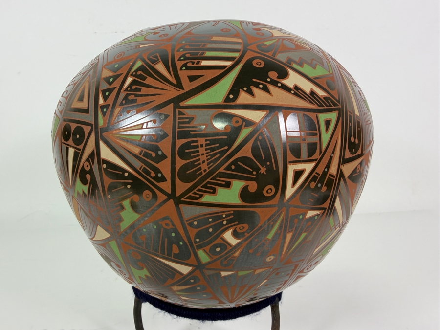Just Added - Stunning Mata Ortiz Pottery by Naty Ortega and Cesar Nuñez Black Multicolor Ceramics Mexican Fine Folk Art 9W X 8H [Photo 4]