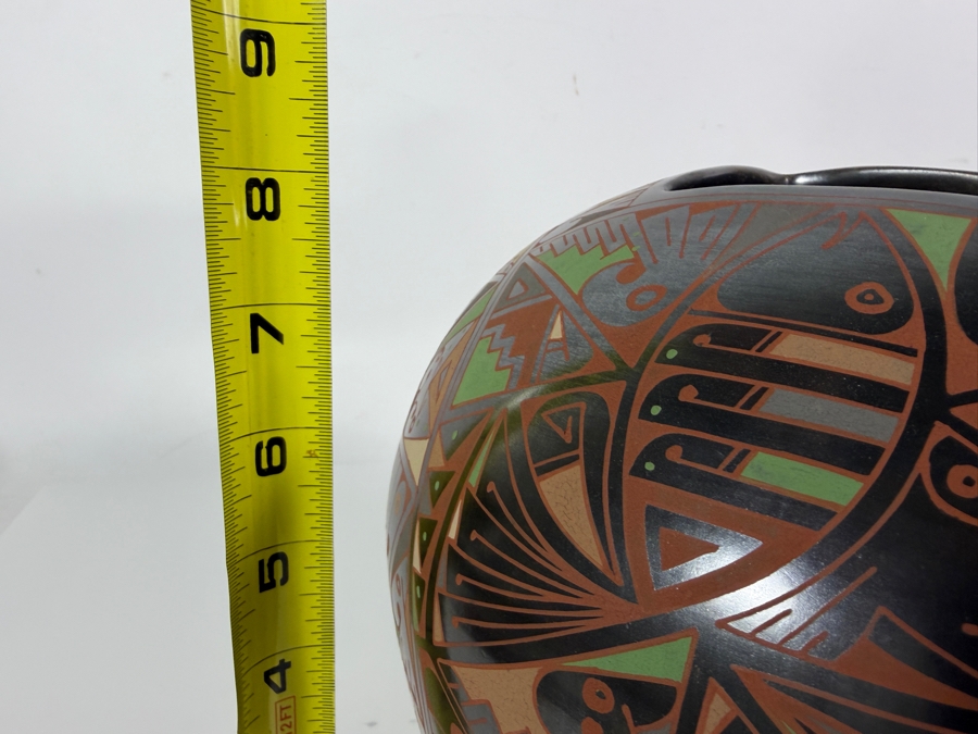 Just Added - Stunning Mata Ortiz Pottery by Naty Ortega and Cesar Nuñez Black Multicolor Ceramics Mexican Fine Folk Art 9W X 8H [Photo 12]