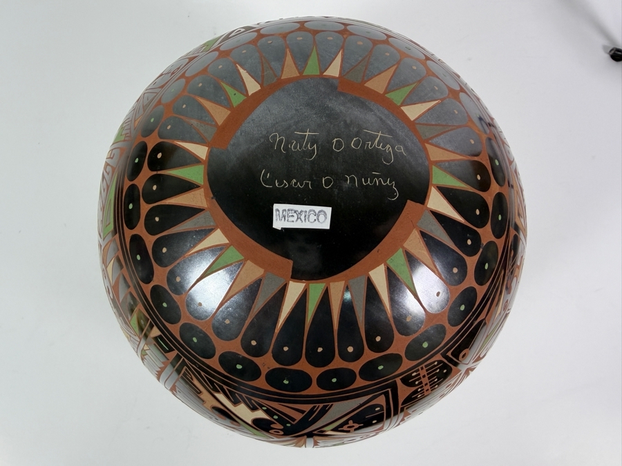 Just Added - Stunning Mata Ortiz Pottery by Naty Ortega and Cesar Nuñez Black Multicolor Ceramics Mexican Fine Folk Art 9W X 8H [Photo 9]