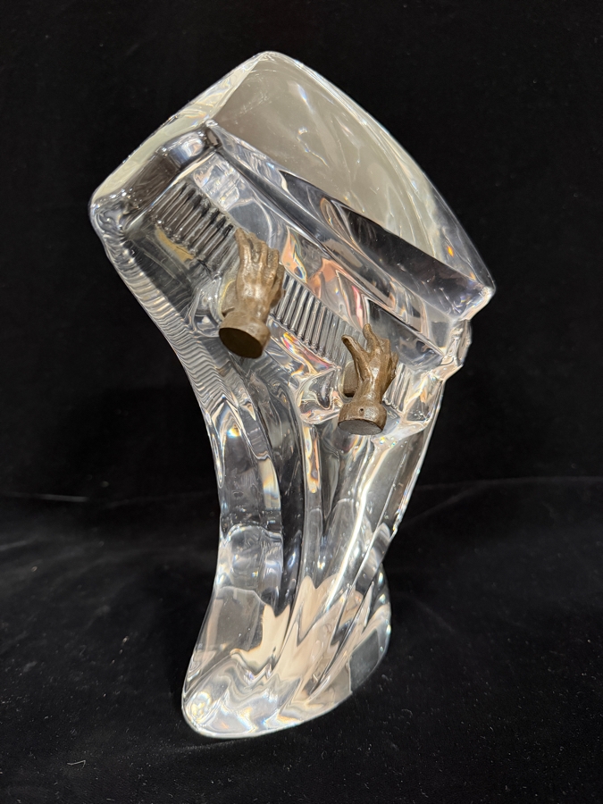 Just Added - Signed Vinardi Crystal Art Glass Piano Sculpture Figurine With Bronze Hands 7W X 9.5H [Photo 2]