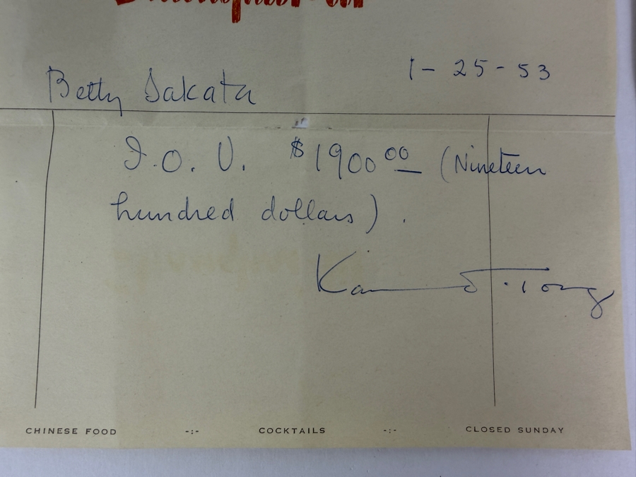 Just Added - Pair of Signed Hand-Written Letters from Chinese American Actor Kam Tong
 [Photo 4]