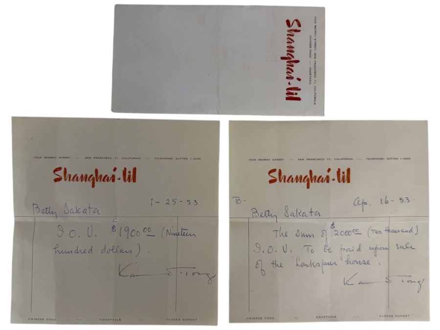 Just Added - Pair of Signed Hand-Written Letters from Chinese American Actor Kam Tong
