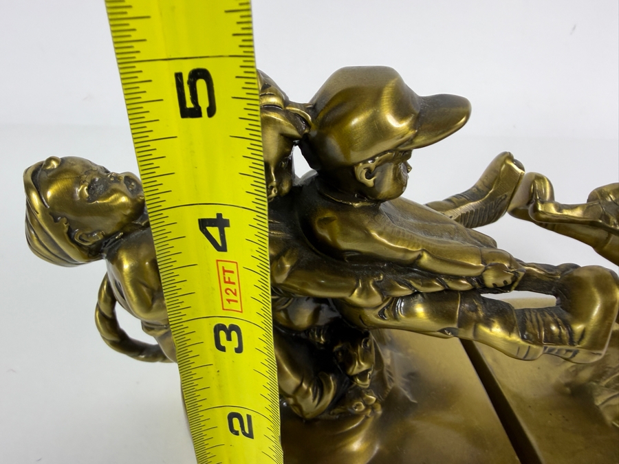 Just Added - Pair of Brass 'Tug Of War' Bookends by P.M. Craftsman 12'W X 5'H [Photo 6]