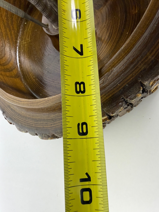 Just Added - Vintage Ellwood Rusticware Handcrafted Wooden Nut Bowl 8'W [Photo 6]