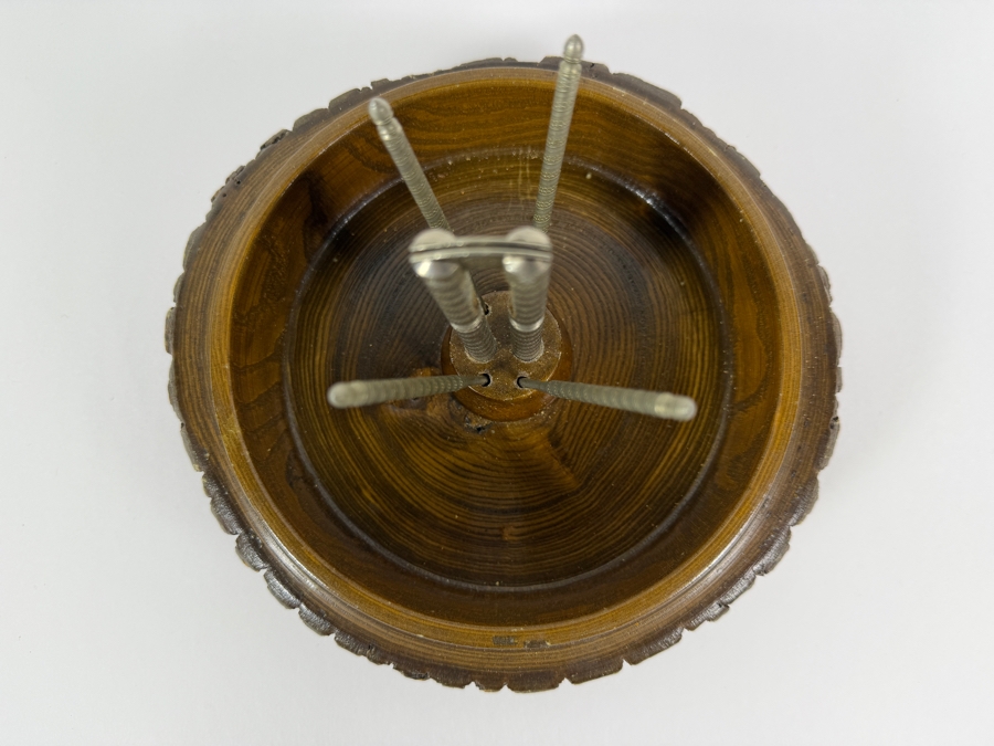 Just Added - Vintage Ellwood Rusticware Handcrafted Wooden Nut Bowl 8'W [Photo 4]