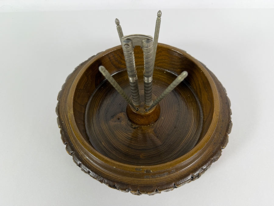 Just Added - Vintage Ellwood Rusticware Handcrafted Wooden Nut Bowl 8'W [Photo 3]