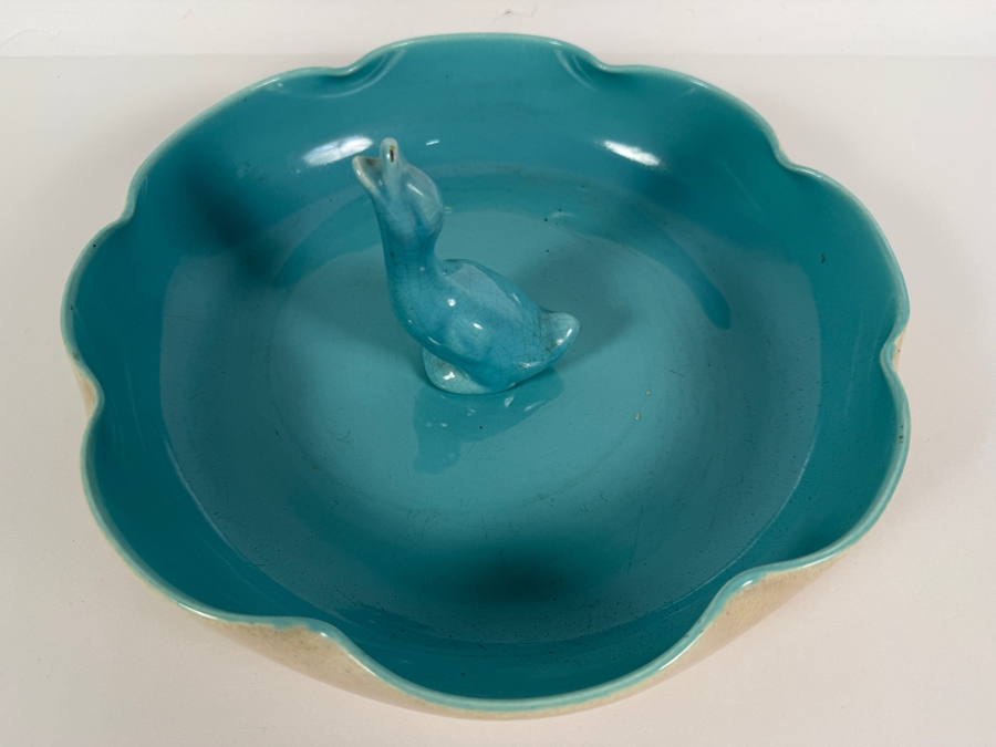 Just Added - Vintage California Pottery Bowl 12'W and Duck Figurine (Figurine Is Not Attached to the Bowl - See Photos) [Photo 3]