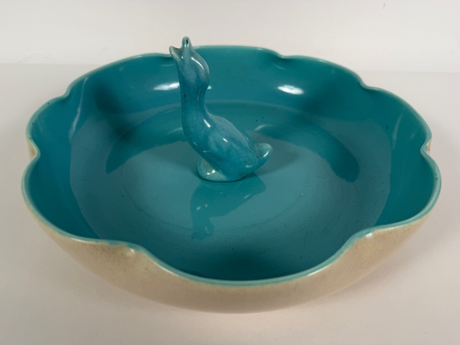 Just Added - Vintage California Pottery Bowl 12'W and Duck Figurine (Figurine Is Not Attached to the Bowl - See Photos) [Photo 2]