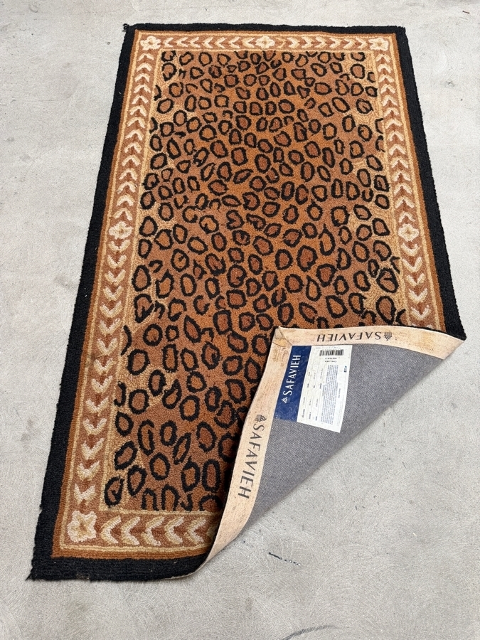 Just Added - Safavieh Chelsea Collection One Hundred Percent Wool Pile Black And Brown Cheetah Print Accent Rug Style Number HK15A-3 2'9' X 4'9'  [Photo 3]