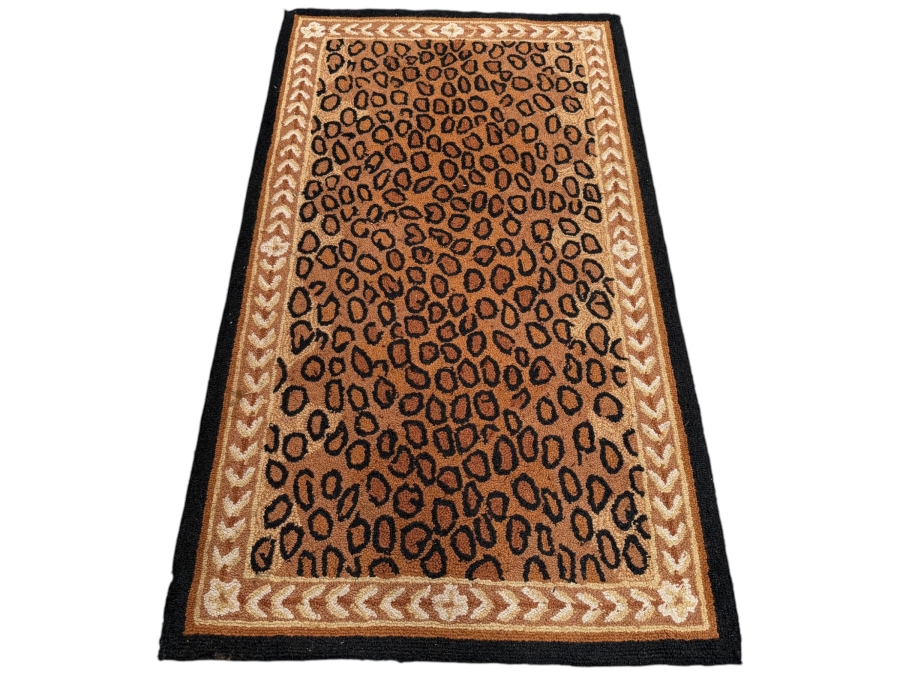 Just Added - Safavieh Chelsea Collection One Hundred Percent Wool Pile Black And Brown Cheetah Print Accent Rug Style Number HK15A-3 2'9' X 4'9' 