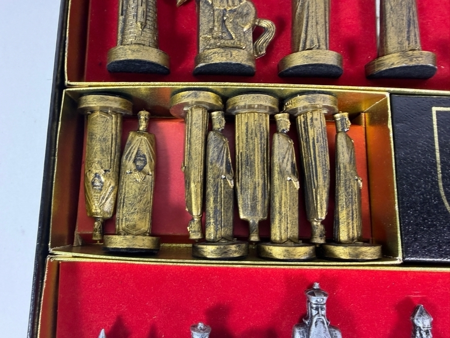 Just Added - Vintage 1962 Conqueror Sculptured Chess By Peter Ganine Medieval Gothic Tournament Edition Plastic Weighted Pieces Model 1489 Pacific Game Co Complete In Original Box [Photo 6]