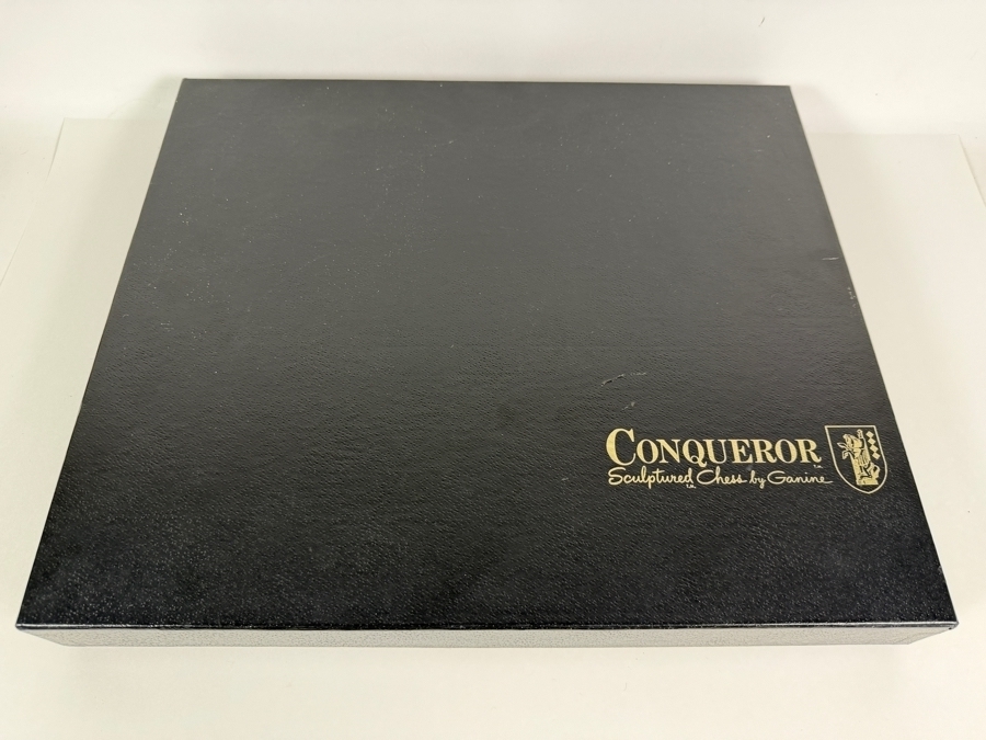 Just Added - Vintage 1962 Conqueror Sculptured Chess By Peter Ganine Medieval Gothic Tournament Edition Plastic Weighted Pieces Model 1489 Pacific Game Co Complete In Original Box [Photo 9]