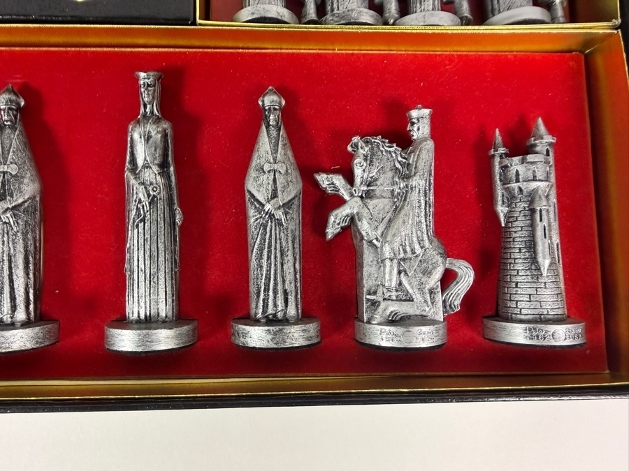 Just Added - Vintage 1962 Conqueror Sculptured Chess By Peter Ganine Medieval Gothic Tournament Edition Plastic Weighted Pieces Model 1489 Pacific Game Co Complete In Original Box [Photo 5]