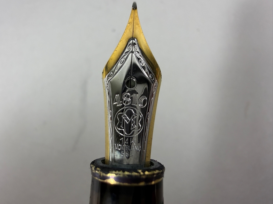Just Added - Vintage Montblanc Meisterstuck Classique 144 Black And Two-Tone '4810' 14-karat gold Nib Fountain Pen Gift Set Including Two 50ml Ribbed Glass Ink Bottles New In Box Made In Germany [Photo 8]