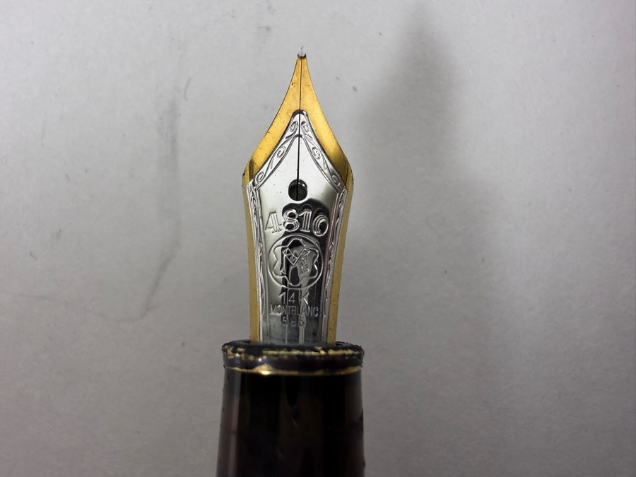 Just Added - Vintage Montblanc Meisterstuck Classique 144 Black And Two-Tone '4810' 14-karat gold Nib Fountain Pen Gift Set Including Two 50ml Ribbed Glass Ink Bottles New In Box Made In Germany [Photo 7]