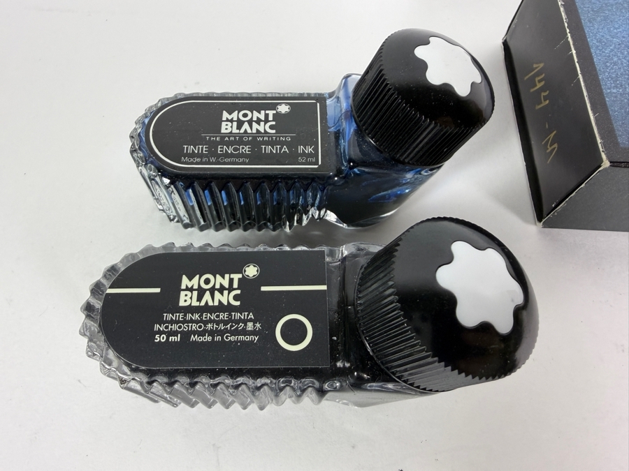 Just Added - Vintage Montblanc Meisterstuck Classique 144 Black And Two-Tone '4810' 14-karat gold Nib Fountain Pen Gift Set Including Two 50ml Ribbed Glass Ink Bottles New In Box Made In Germany [Photo 10]