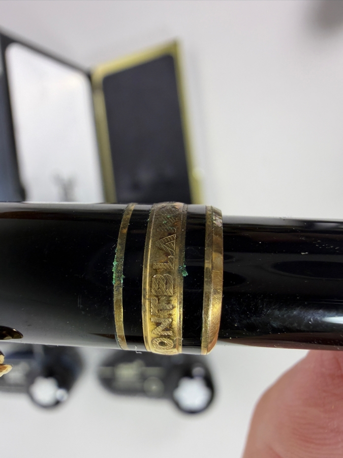 Just Added - Vintage Montblanc Meisterstuck Classique 144 Black And Two-Tone '4810' 14-karat gold Nib Fountain Pen Gift Set Including Two 50ml Ribbed Glass Ink Bottles New In Box Made In Germany [Photo 5]