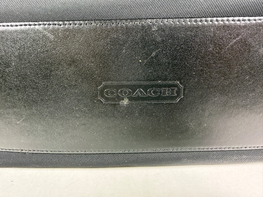 Just Added - Vintage Coach Mercer Medium Satchel Bag In Black Nylon Twill Fabric Featuring Smooth Black Leather Trim Dual Top Handles And Multiple Interior Compartments Style 7400 [Photo 2]