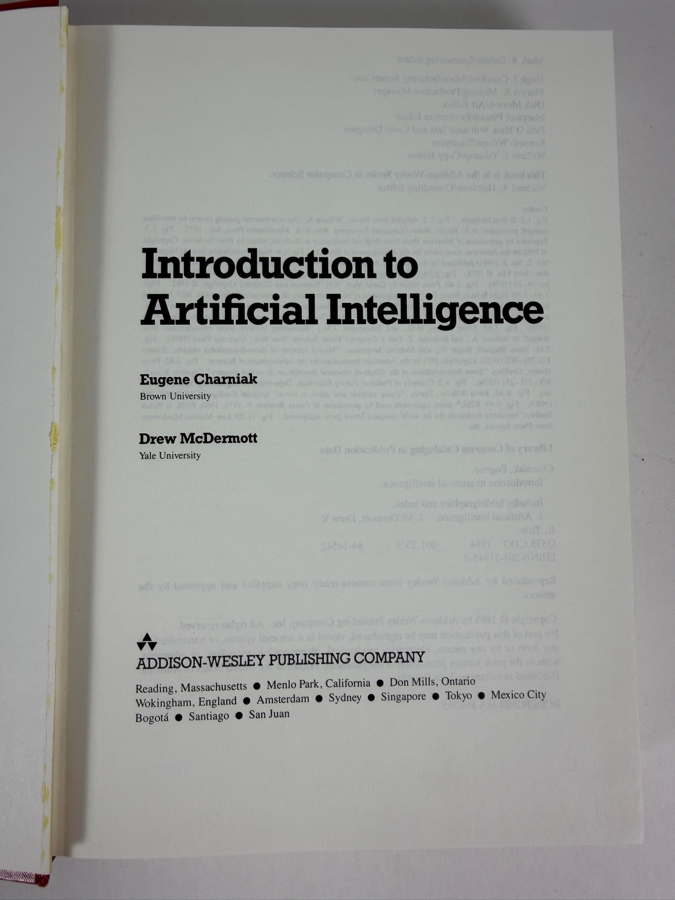 Just Added - Introduction To Artificial Intelligence 1985 First Edition Hardcover Textbook By Eugene Charniak And Drew McDermott  [Photo 3]