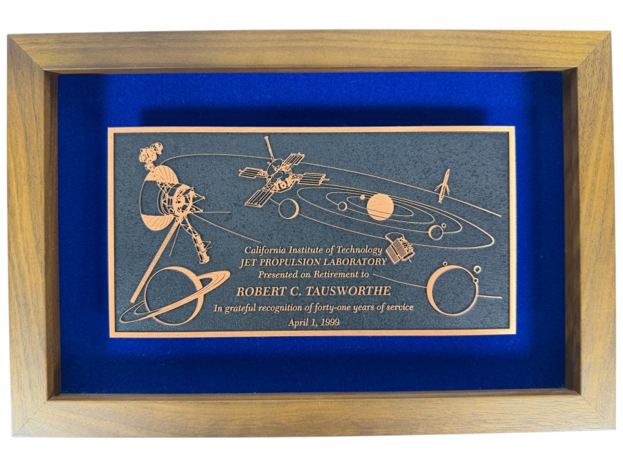 Just Added - California Institute Of Technology Jet Propulsion Laboratory Retirement Presentation Plaque Awarded To Robert C. Tausworthe In Grateful Recognition Of Forty-One Years Of Service