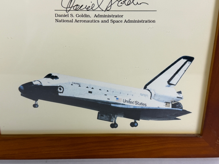 Just Added - NASA Apollo 11 Twenty-Fifth Anniversary Flown Flag Presentation Award Awarded To Robert C. Tausworthe Flag Flown Aboard Space Shuttle Columbia STS-Sixty-Five Mission from July 8 to July 23, 1994 [Photo 6]