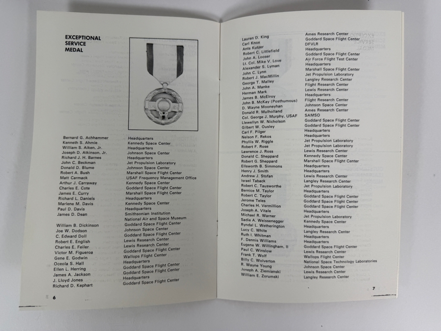 Just Added - RARE Vintage 1975 NASA Exceptional Service Medal in Original Box with Framed NASA Signed Certificate Presented to Robert C. Tausworthe with Original 1975 NASA Annual Awards Ceremony Program Presenting the Award to Dr. Tausworthe [Photo 15]