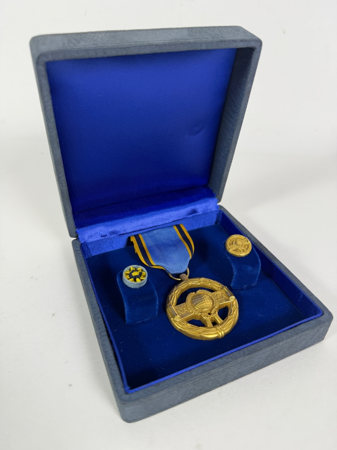 Just Added - RARE Vintage 1975 NASA Exceptional Service Medal in Original Box with Framed NASA Signed Certificate Presented to Robert C. Tausworthe with Original 1975 NASA Annual Awards Ceremony Program Presenting the Award to Dr. Tausworthe [Photo 3]