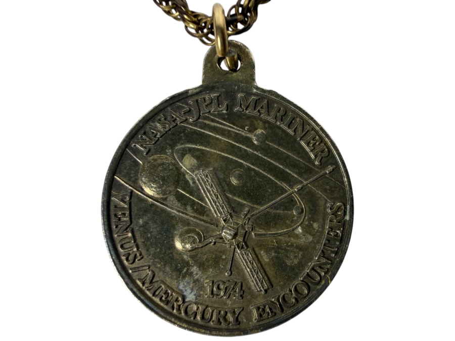 Just Added - Vintage 1974 Sterling Silver Pendant NASA-JPL Mariner Venus/Mercury Encounters with a 1/20 12k Gold-Filled Necklace 8.8g