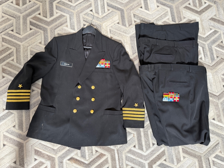 Just Added - US Navy Captain Officer's Dress Uniform with Multiple Ribbon Bar Racks Featuring Various Awards and Campaign Ribbons [Photo 2]