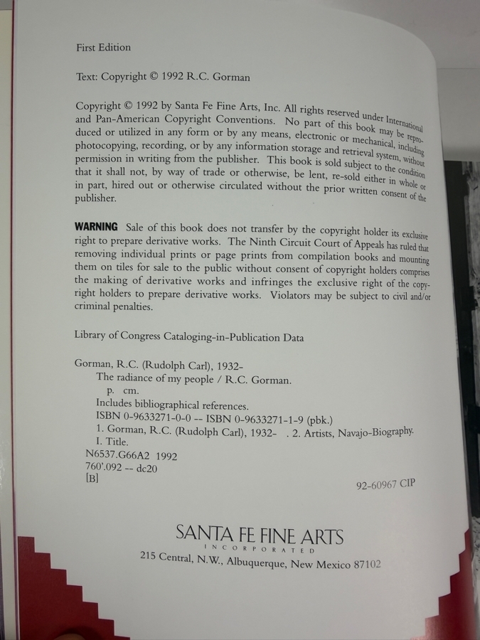 Just Added - First Edition Softcover Book R. C. Gorman: The Radiance of My People [Photo 3]