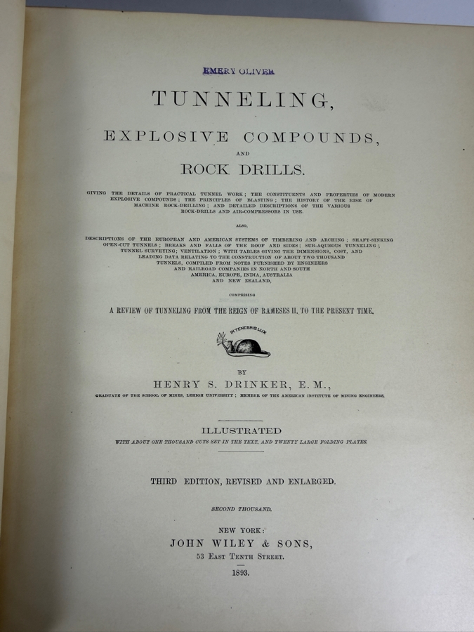 Just Added - Antique 1882 Hardcover Book Tunneling, Explosive Compounds and Rock Drills by Henry S. Drinker Illustrated and Published by John Wiley & Sons [Photo 4]