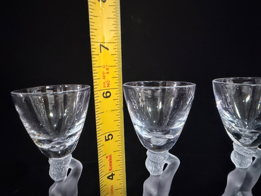 Just Added - (4) Vintage French Bayel Crystal 'Bacchus' Cordial Liqueur Glasses 6'H [Photo 6]