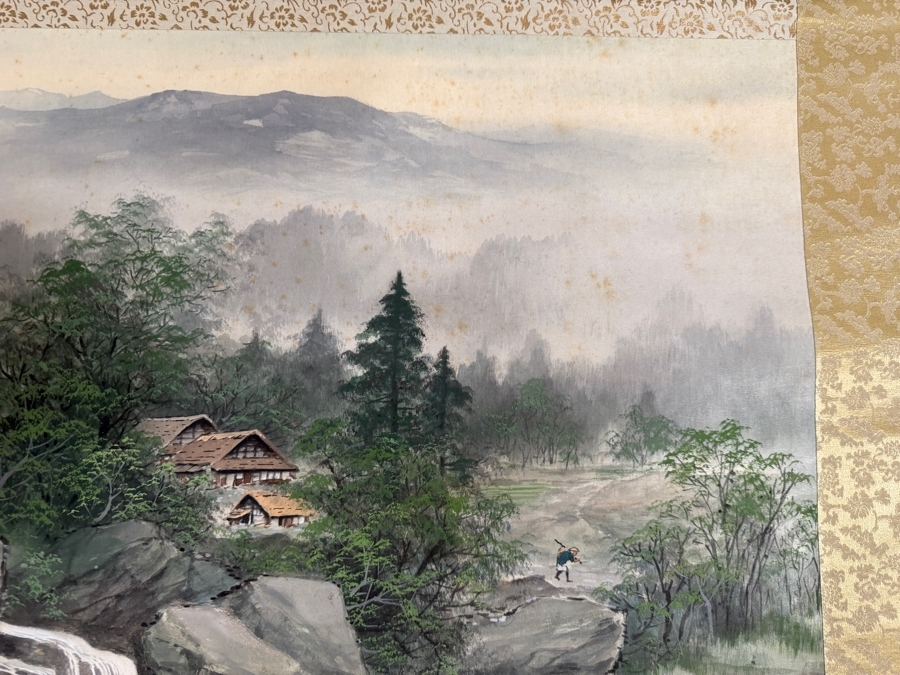 Just Added - Vintage Japanese Hanging Scroll Painting Signed with Original Scroll Box 20' X 8' [Photo 7]