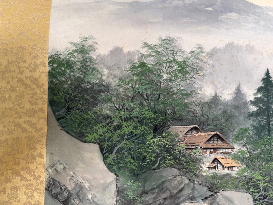 Just Added - Vintage Japanese Hanging Scroll Painting Signed with Original Scroll Box 20' X 8' [Photo 6]