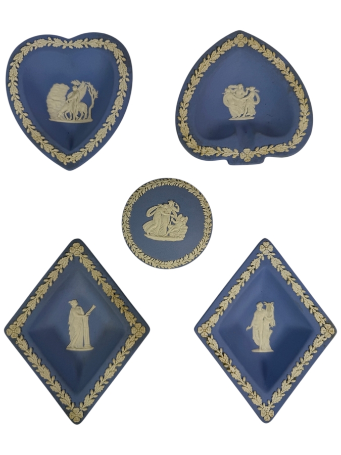 Just Added - Collection of Wedgwood English Blue Jasperware Trinket Dishes