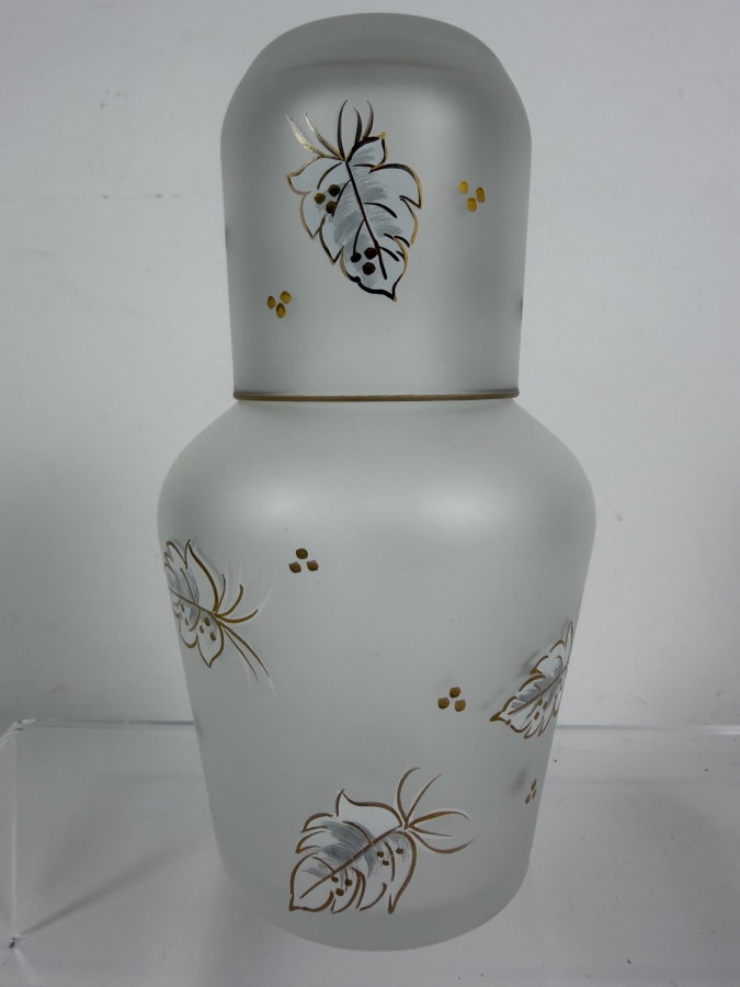 Just Added - Vintage Frosted Glass Bedside Night Carafe and Tumbler Set 7'H [Photo 2]