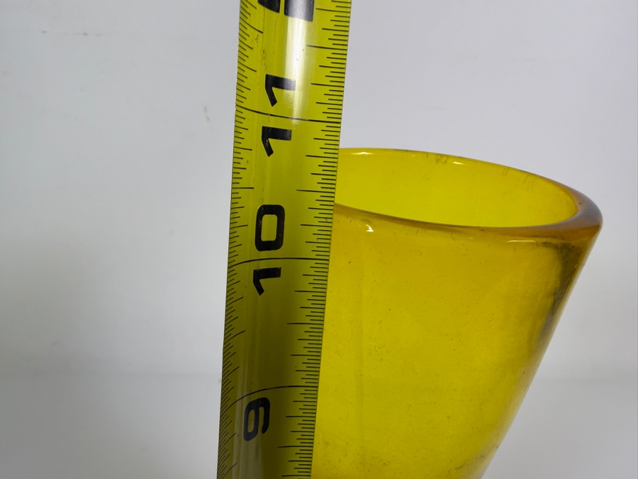Just Added - Vintage Mid-Century Modern Yellow Art Glass Vase 10.5'H [Photo 5]