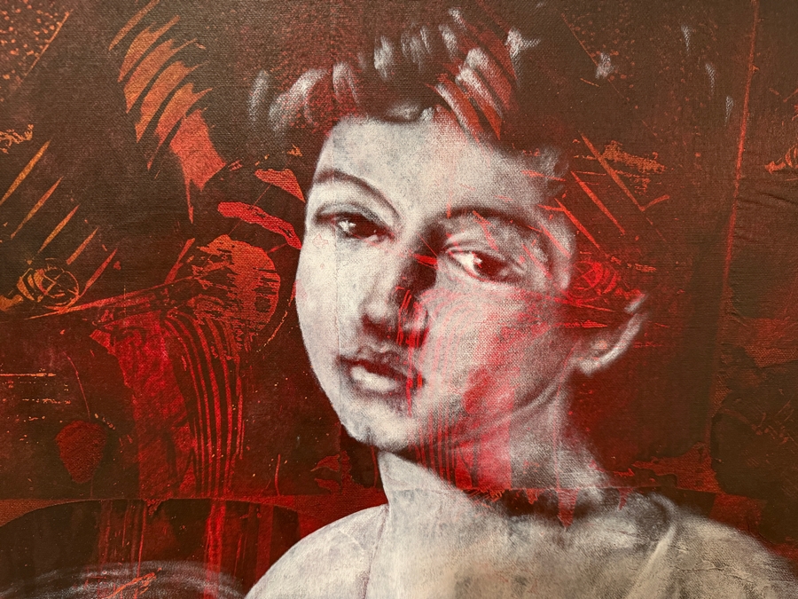 Gerrit Greve (1948-2024, Cardiff by the Sea, CA) Original Acrylic Painting On Canvas Titled 'The Flute Player (After Caravaggio)' 1994 Signed Verso 36 X 36 Estimate $1,300 - $1,600 [Photo 3]