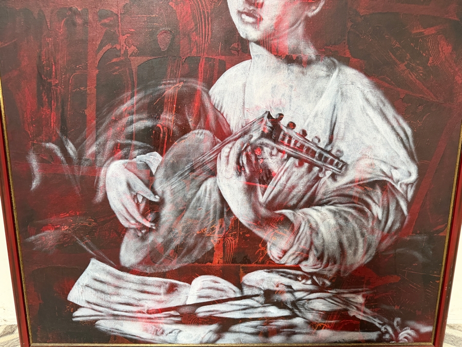 Gerrit Greve (1948-2024, Cardiff by the Sea, CA) Original Acrylic Painting On Canvas Titled 'The Flute Player (After Caravaggio)' 1994 Signed Verso 36 X 36 Estimate $1,300 - $1,600 [Photo 2]
