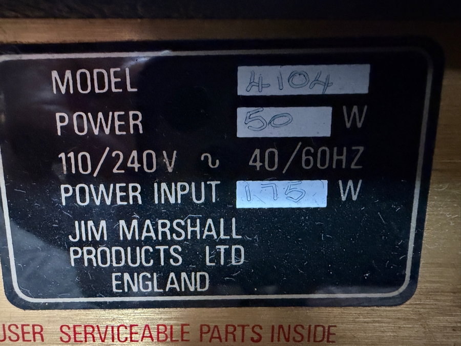 Vintage 1982 Marshall JCM 800 Lead Series Guitar Combo All-Tube Amplifier Model 4104 14354P from Wade Norton's Personal Collection Estimate $2,200-$2,900 [Photo 10]