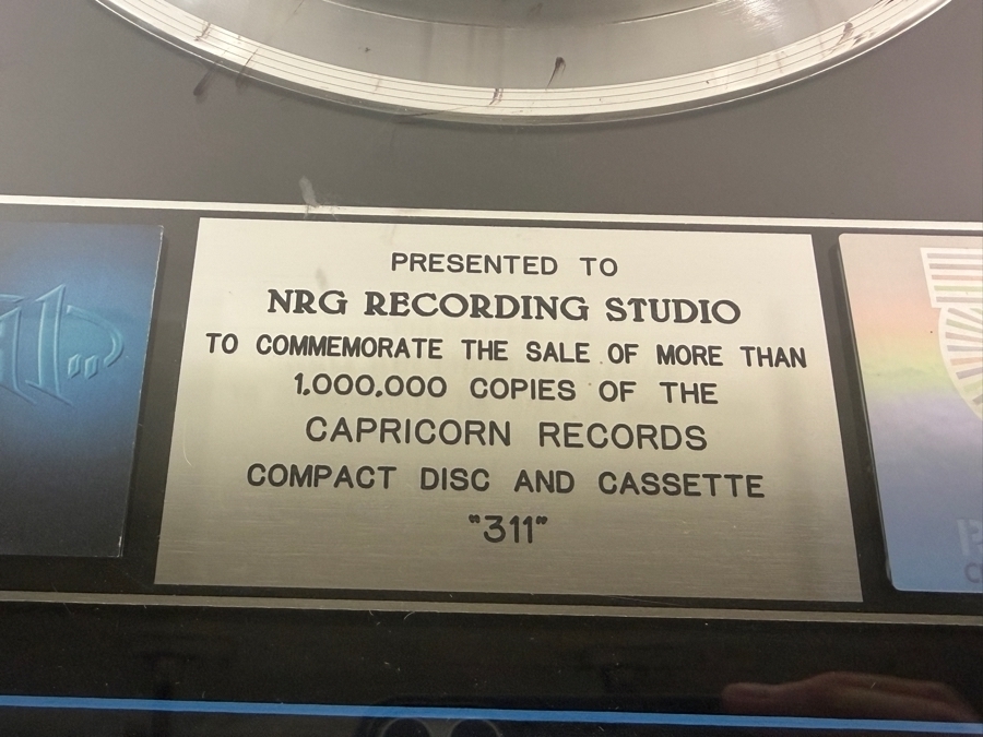 '311' Music Industry Award Presented to NRG Recording Studio to Commemorate the Sale of More Than 1,000,000 Copies of the Capricorn Records CD and Cassette Signed by Band Members 17 X 21 [Photo 6]