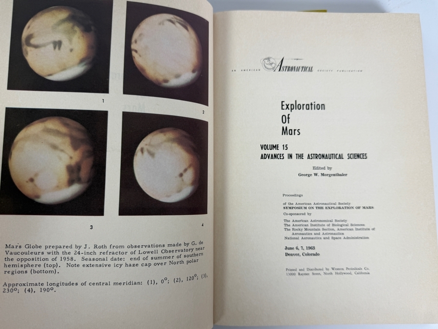 Just Added - Vintage 1963 Hardcover Book Exploration of Mars Volume 15 Advances in the Astronautical Sciences - Proceedings of the American Astronautical Society Symposium on the Exploration of Mars [Photo 4]