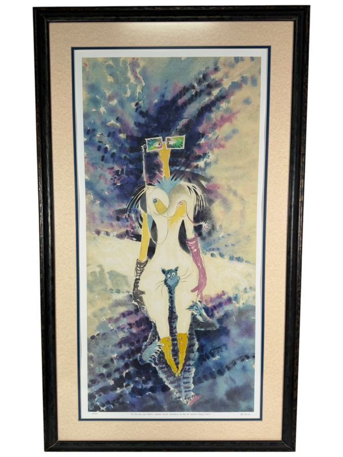Just Added - Dr. Seuss (Theodor Geisel) Limited-Edition Serigraph Titled 'The Rather Odd Myopic Woman Riding Piggyback on One of Helen's Many Cats' Numbered 288 of 850 17.5 X 35 Framed 25 X 42.5