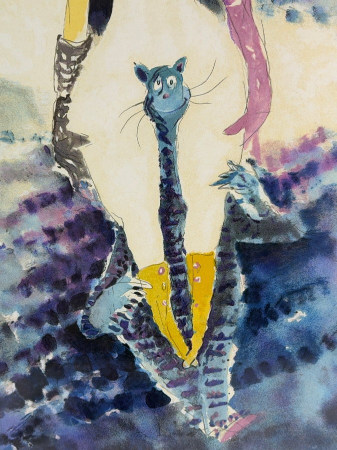 Just Added - Dr. Seuss (Theodor Geisel) Limited-Edition Serigraph Titled 'The Rather Odd Myopic Woman Riding Piggyback on One of Helen's Many Cats' Numbered 288 of 850 17.5 X 35 Framed 25 X 42.5 [Photo 7]