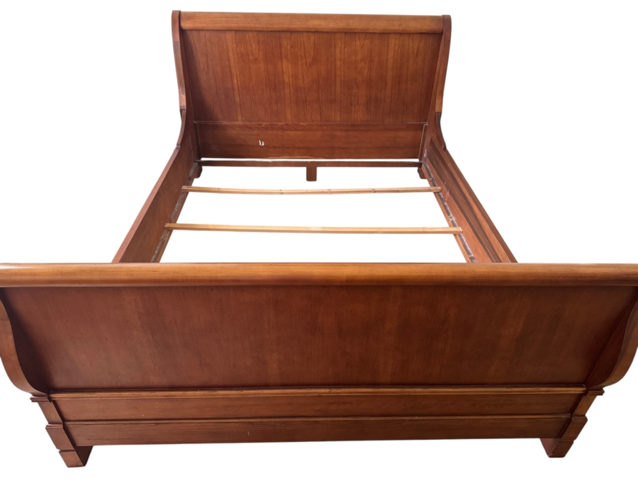 Just Added - Ethan Allen Medallion Collection Cherry Wood Queen Sleigh Bed (No Mattress)