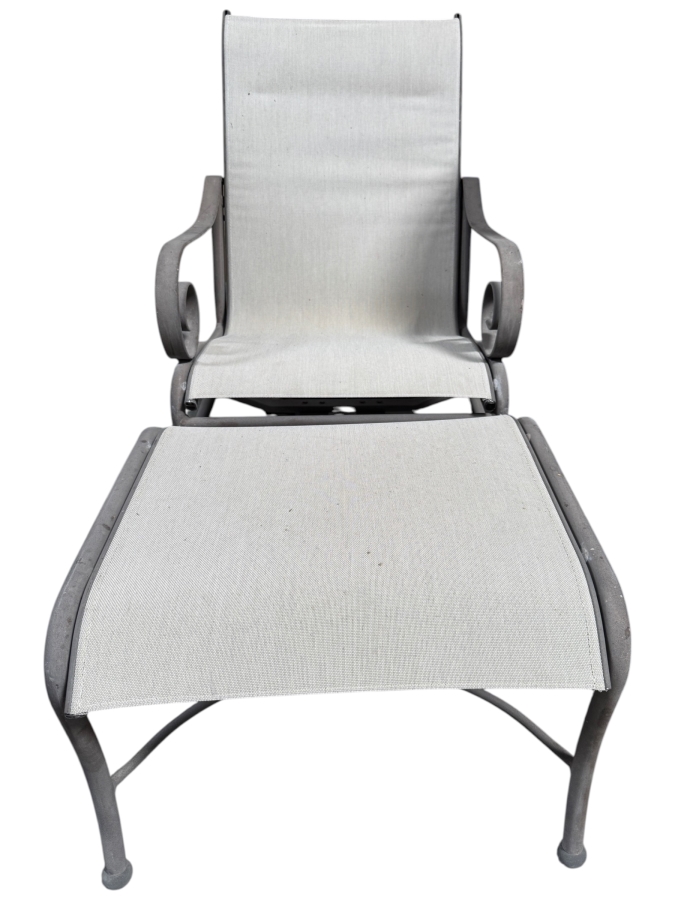 Just Added - Tropitone Cast Aluminum Outdoor Sling Lounge Chair And Matching Ottoman